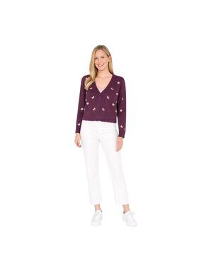 New Princess Highway Purple Size 6 Bee Embroidered Button-Up Cardigan Sweater